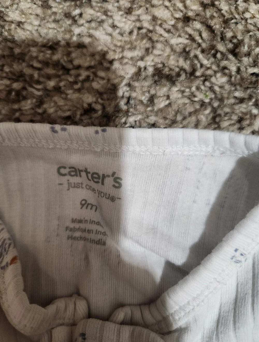 Carter's Ribbed Blue Footed One-Piece & Cream Zebra Print Footie Set